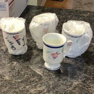 3 Princess House pink fuchsia porcelain mugs